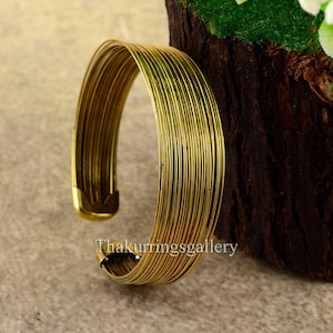Gold Cuff Bracelet, Warp Cuff Bracelet, Wire Cuff Bracelets, Bohemian Bracelet, Statement Bracelet, Women Bracelet, Brass Jewelry