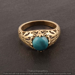 Turquoise Ring, Boho Turquoise Ring, Handmade Turquoise Jewelry, Natural Turquoise Gemstone Ring For Women, Gold Brass Ring, Gift Rings