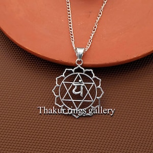 Anahata Heart Chakra Pendant Necklace, Silver Yoga Jewelry, Spiritual Energy Symbol, Handmade Healing Gift for Meditation Lovers