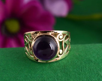 Amethyst Ring, Gemstone Ring, Purple Stone Ring, Handmade Ring, Unique Ring, Boho Ring, Wedding Gift Ring, Handmade Jewelry, Brass Ring