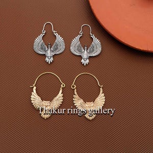 Adler Hoop Ohrringe, Boho Vogel Baumeln Ohrringe, Statement Messing Creolen, Spirit Animal Schmuck, Stammes Tier Ohrringe, Einzigartige Natur Ohrringe