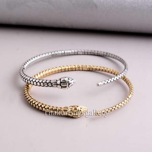 Gold Snake Bracelet, Adjustable Snake Bracelet, Silver Snake Bracelet, Women&#39;s Snake Bracelet, Gift For Her, Serpent Bangle, Animal Lover