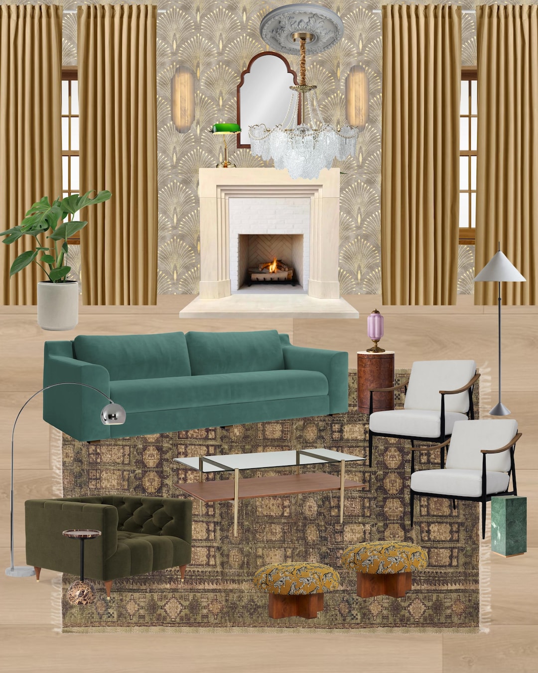 Art Deco Living Room Mood Board | Pre-made Interior Design Shopping ...