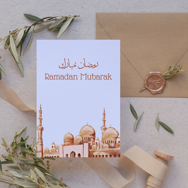 Ramadan Greeting Cards,Pack of 5 or 10,Eid Card,Ramadan Mubarak,Islamic Cards,Modern Design Islamic Stationery,Eid,Botanical Greeting Cards