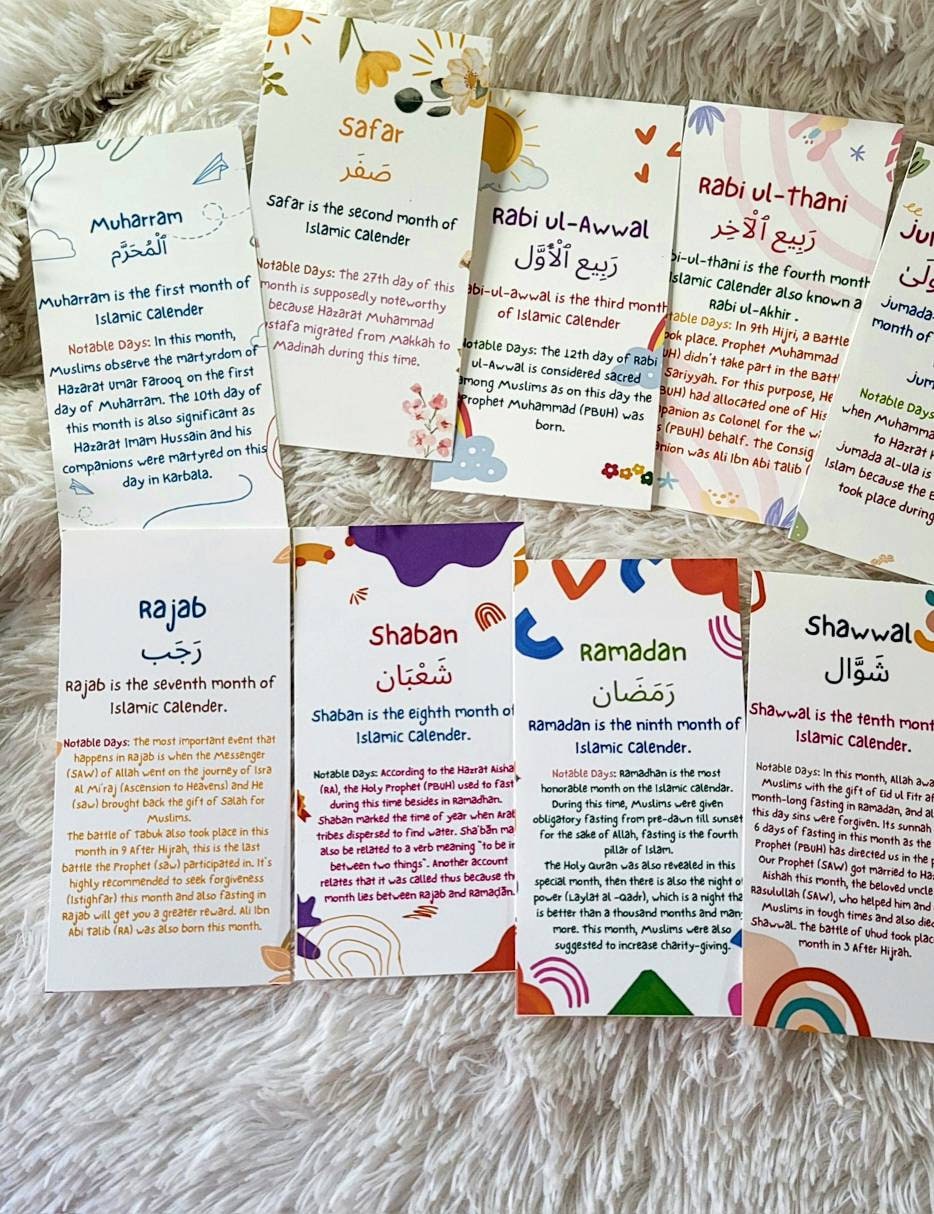 12 months of islam flash card ramadan kids activity muslim kids kids
