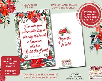 Christian Digital Paper | Faith Scrapbook Bible Verse Ephemera | 4" x 6" Greeting Card | Blank Inside | Christmas | No Envelope