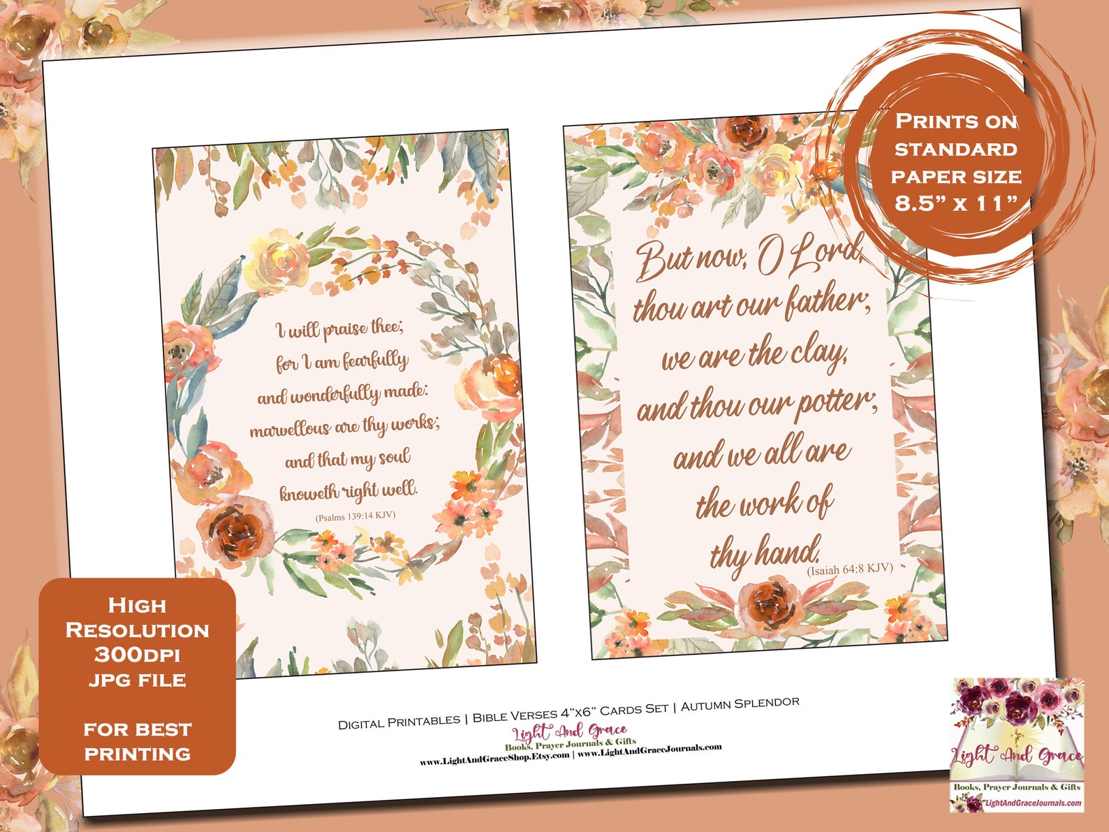 Digital Printable Bible Verses Frameable 4" X 6" Cards - Set of 2 ...
