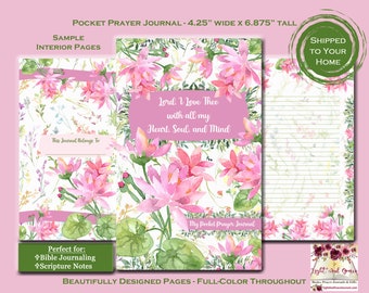 Lined Pocket Prayer Journal Scripture Writing Notes | Paperback | Bible Journaling | Christian | Lord I Love Thee | Women Gift | Lotus Pink