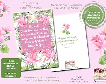 Christian Digital Paper | Faith Scrapbook Bible Verse Ephemera | 4" x 6" Greeting Card | Blank Inside | Love is of God | No Envelope