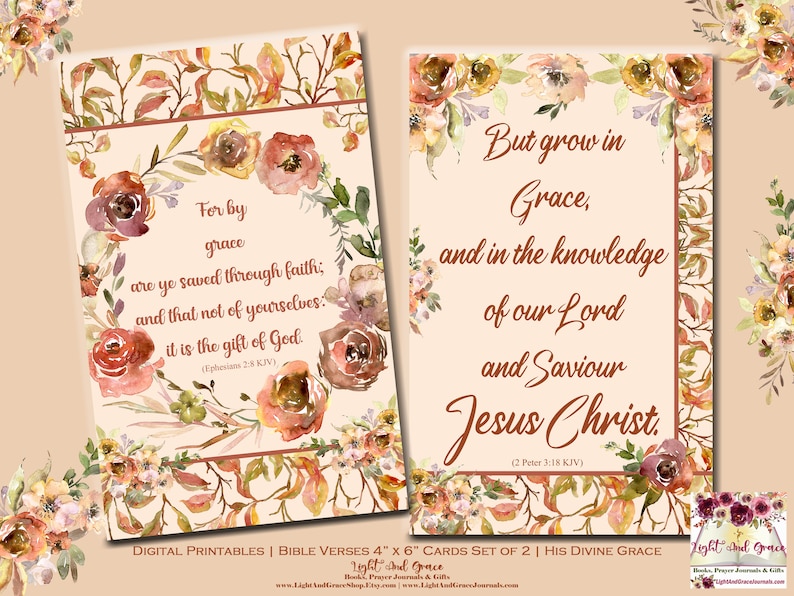 Digital Printable Bible Verses Frameable 4" X 6" Cards - Set of 2 ...