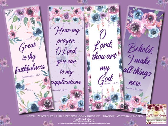 Digital Printable Bible Verses Bookmarks Set of 4 Instant | Etsy