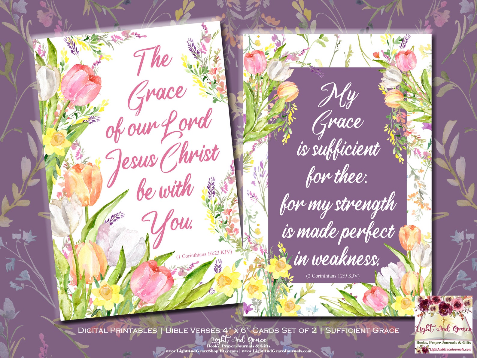 Digital Printable Bible Verses Frameable 4" X 6" Cards - Set of 2 ...