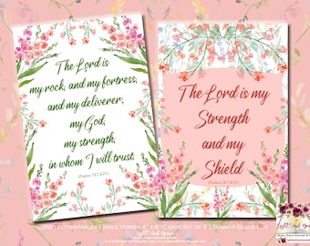 Christian Digital Paper | Faith Scrapbook Bible Verse Ephemera Cards | Religious Printables | 4" x 6" Cards Set of 2 | Summer Gladiolus