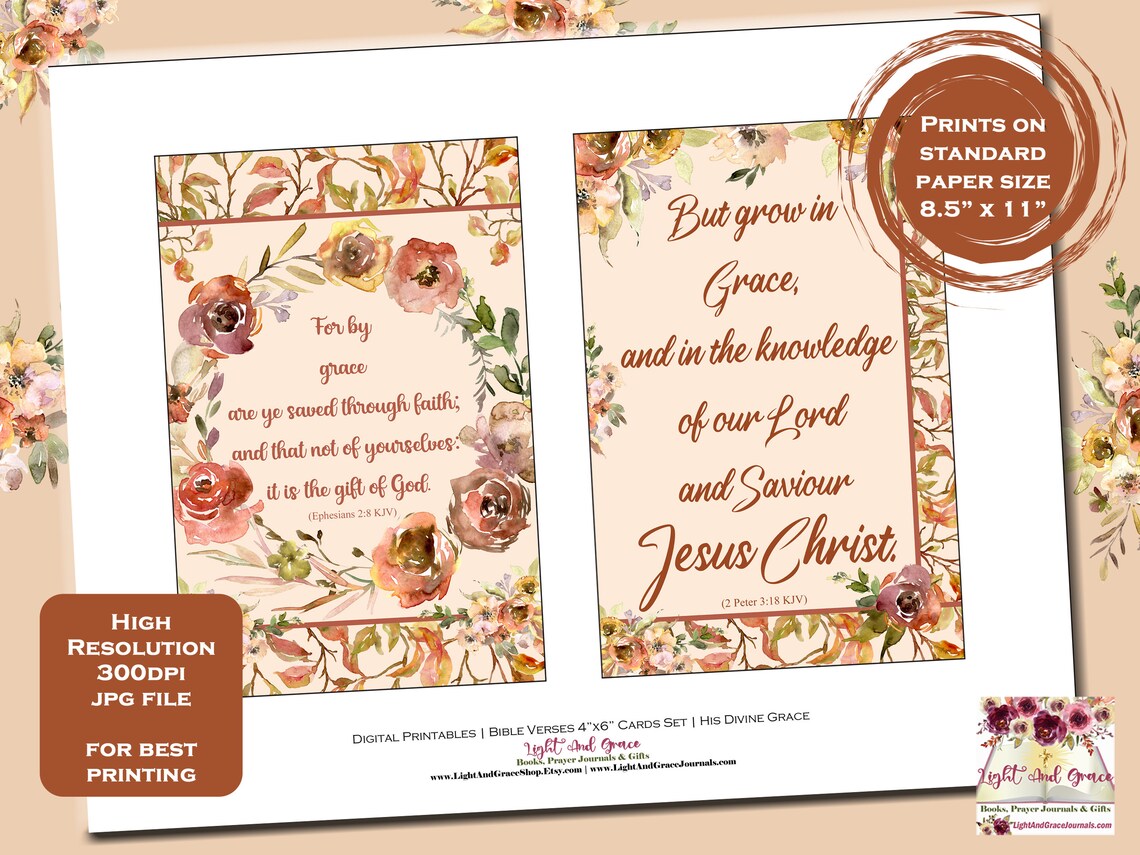 Digital Printable Bible Verses Frameable 4" X 6" Cards - Set of 2 ...