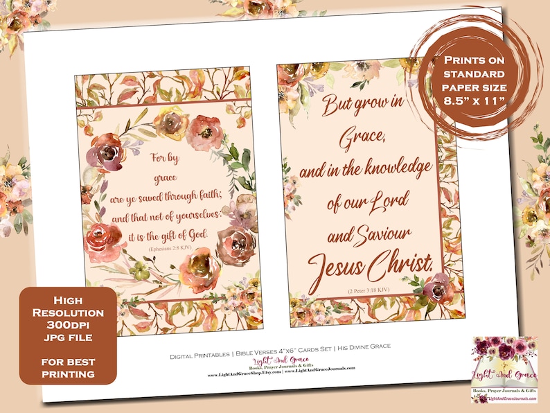 Digital Printable Bible Verses Frameable 4" X 6" Cards - Set of 2 ...