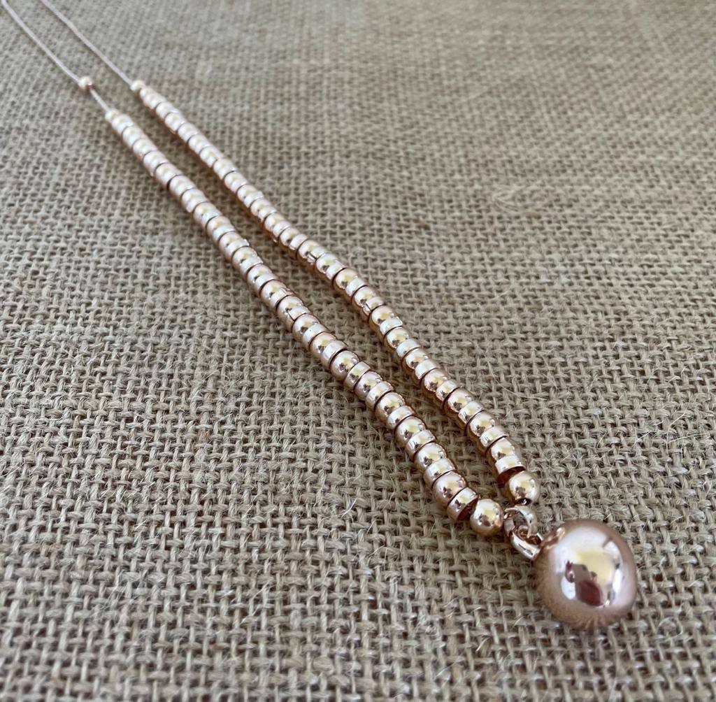 Rose Gold Bead Necklace Necklace Necklaces Jewellery Rose Etsy