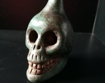 Ręcznie wykonany aztecki gwizdek śmierci, czaszka Majów
