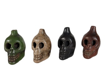 Handcrafted Aztec Death Whistle, Smilling Skull, Authentic Replica