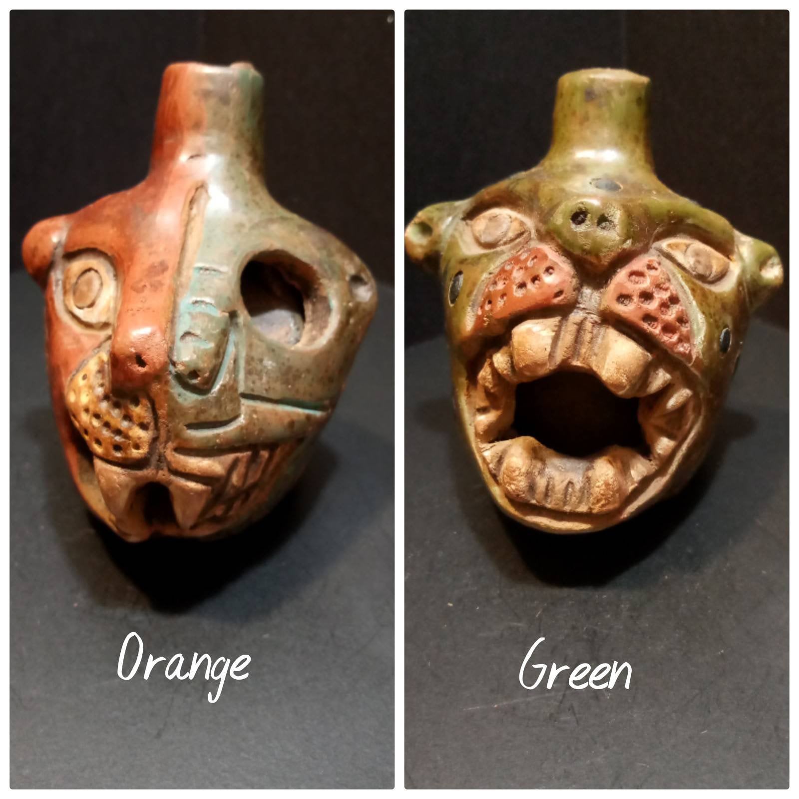 Jaguar Life And Death Azteca Maya Death Whistle, TerraCotta, Pottery