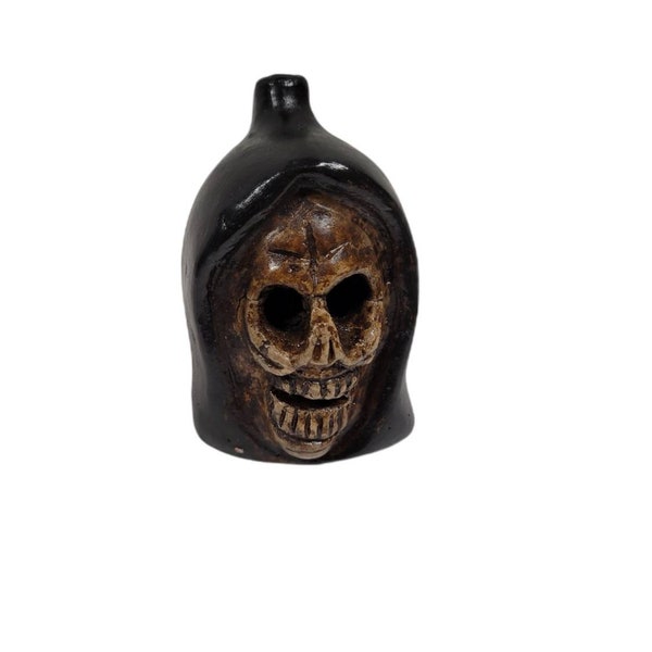 Handcrafted Grim Reaper Death Whistle, Aztec Inspired