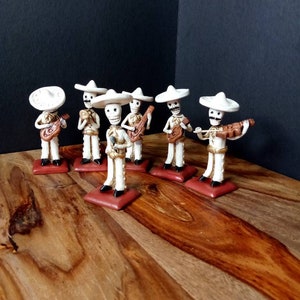 Mariachi Set, Tag der Toten, Mexikanischer Schädel, Coco, Catrina, Maya, Aztek, Handgemalt, Dekor, Geschenk, Calavera, Mexican Calavera