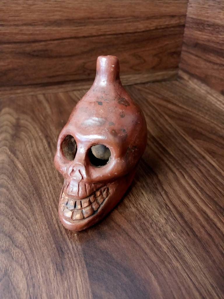 手作りのアステカの死の笛、マヤの頭蓋骨 - Etsy 日本