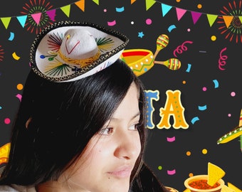 Fiesta-Ready 6-Zoll-Party Sombrero-Stirnband, 6-Pack - Handgefertigte, lebendige Farben, Cinco De Mayo Sombrero-Stirnbandhüte, mexikanisches Dekor