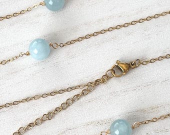 Aquamarine Necklace | Natural Gemstone | Crystal Healing Jewelry | Dainty Boho Gifts for Her