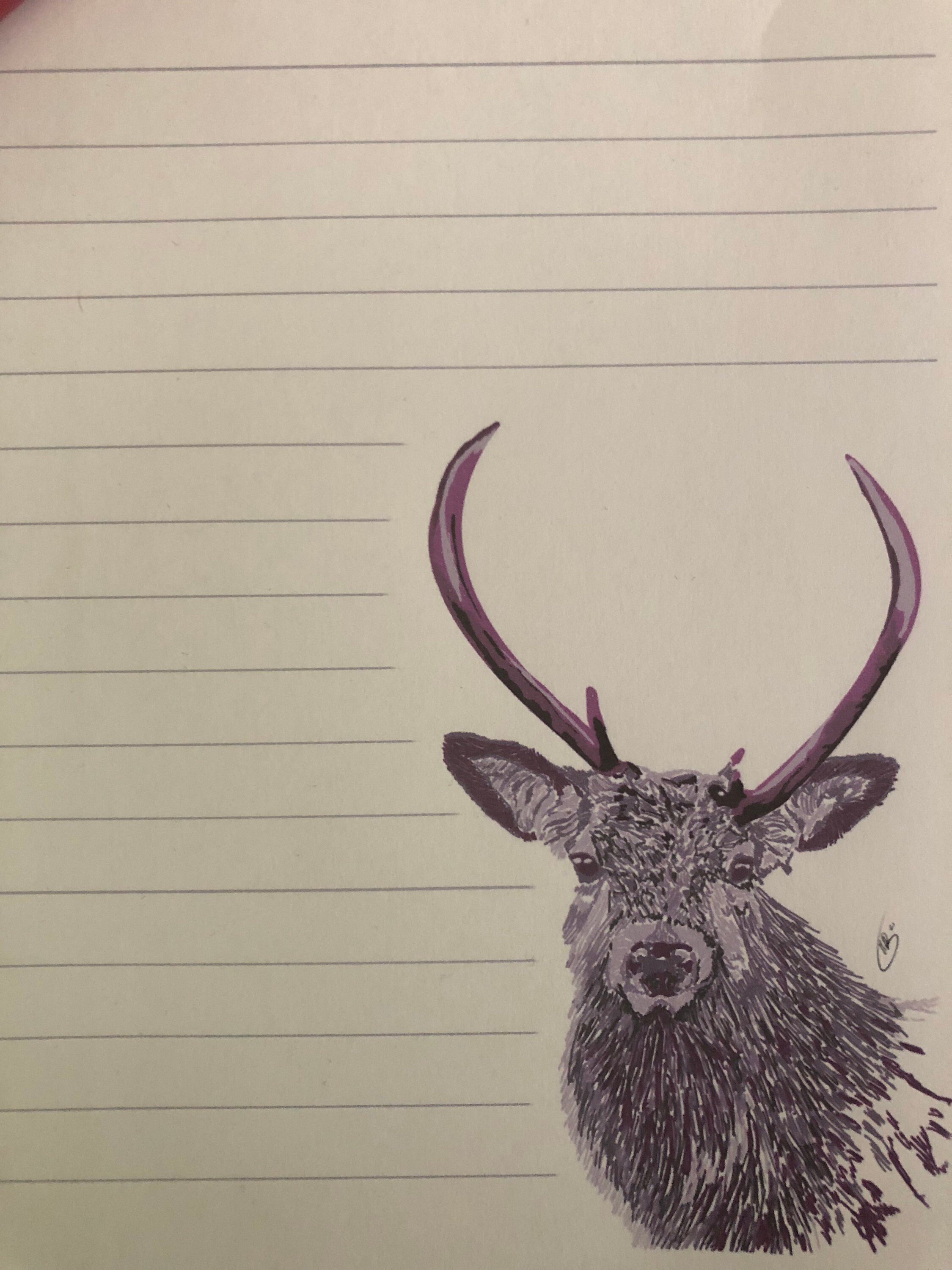 Purple Retro Stag Stationery Letter Writing Paper Digital | Etsy