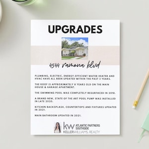 Real Estate Upgrade List Template Design |  Realtor Templates | Real Estate Marketing | Offer Instructions |Real Estate Canva template