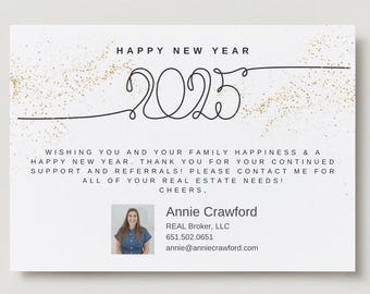 Realtor Happy New Years- Realtor Holiday Card | Editable PDF  | Realtor Cards | Realtor Holiday | Realtor Holiday Gift | Realtor Pop By