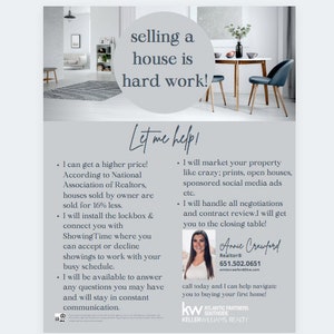FSBO Real Estate Flyer Template Design |  FSBO | Real Estate Marketing | Real Estate Open House | Real Estate Canva template