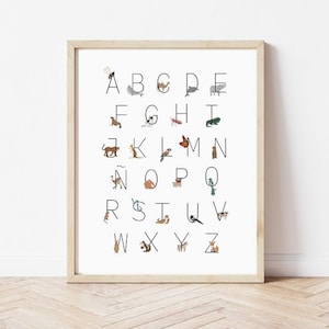 Spanish Animal Alphabet, Homeschool Decor, Educational Prints, Preschool Printables, Spanish Printables, Spanish Alphabet, Classroom Decor