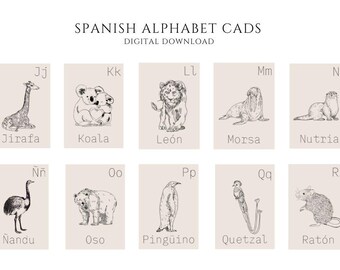 Cartes flash de l'alphabet espagnol, apprentissage des lettres, apprentissage à la maison, feuilles d'exercices préscolaires, cartes flash espagnoles, Abecedario,