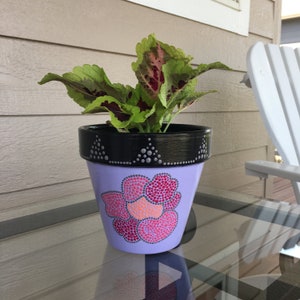 Gestileerd, Dot Art, Handgeschilderd, Terracotta Pot, Clay Pot, Gestippeld, One of a Kind, Uniek, Kleurrijk, Planter, Coördinerende Lege Notitie Kaart