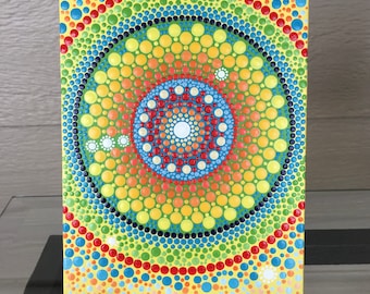 Mandala Dot Art Hand Painted Canvas, Canvas Panel