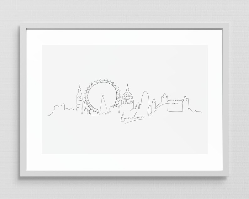 London Skyline England Line Art Wall Print Contour Line Art Etsy UK