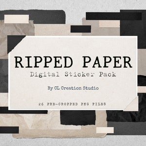 Pacchetto di adesivi digitali in carta strappata Clipart / Decorazioni digitali per GoodNotes, Pianificatore digitale, Bullet Journal digitale, Scrapbook digitale