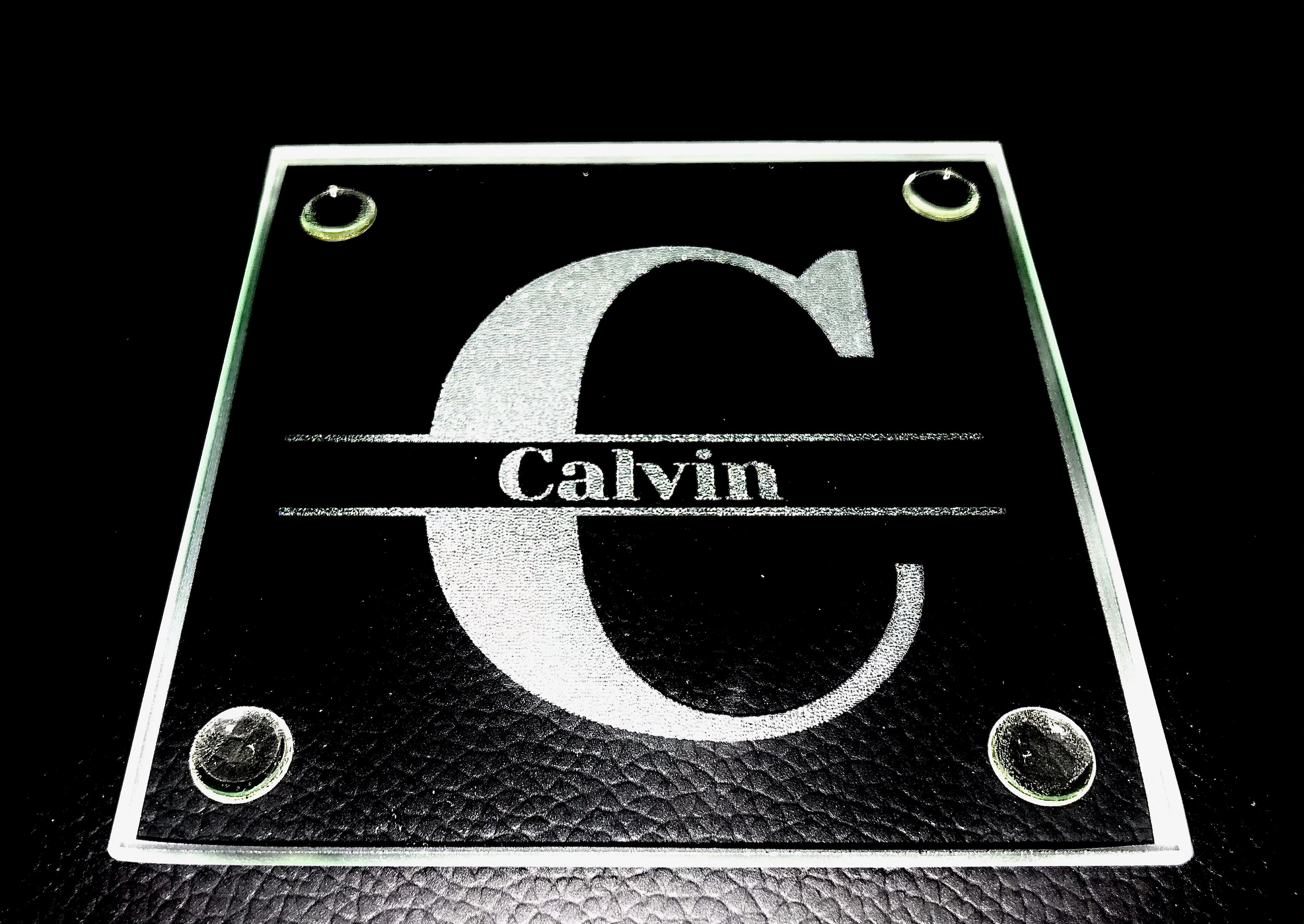 Personalized Glass Coasters Set of 4, Engraved Coasters, Custom