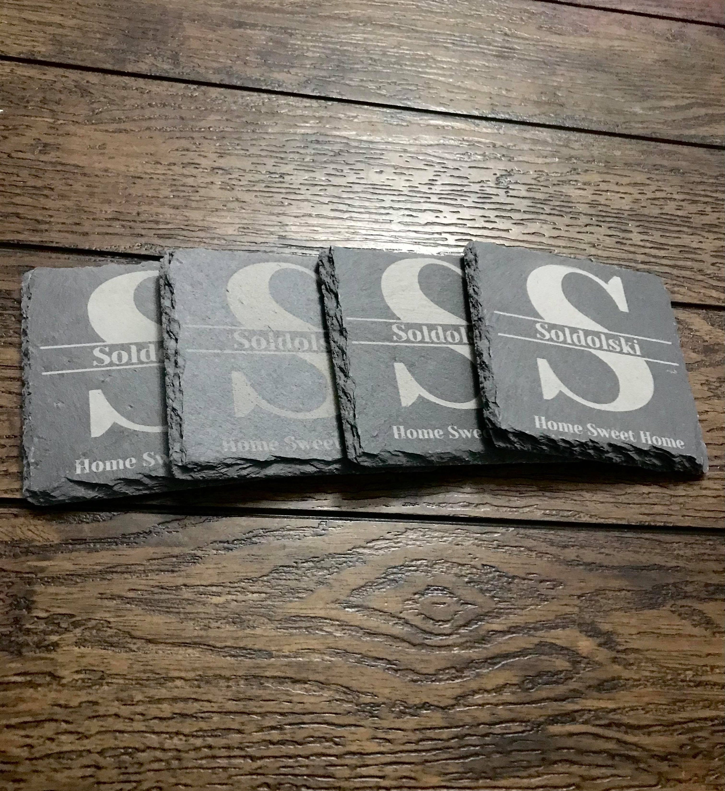 Personalized Slate Coasters Set of 4 Engraved Coasters Etsy UK
