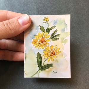 花柄冷蔵庫マグネット | 水彩画の黄色い花の絵