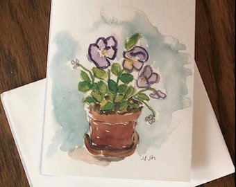 Yellow Flowers Birthday Card : Hand Painted Watercolor Greeting Card - Etsy