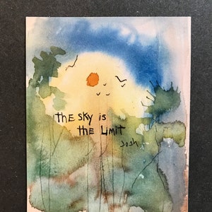 De hemel is de limiet koelkastmagneet | Aquarel natuur schilderij | Bemoedigend en creatief cadeau