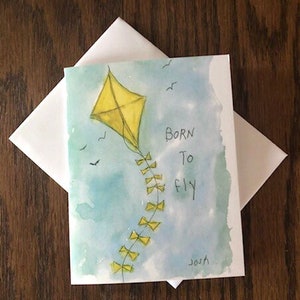Nascido para voar: cartão de aniversário em aquarela pintado à mão