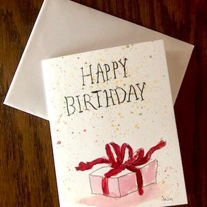 Alles Gute zum Geburtstag Geschenk Karte: Handgemalte Aquarell Grußkarte