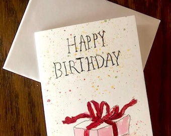 Yellow Flowers Birthday Card : Hand Painted Watercolor Greeting Card - Etsy