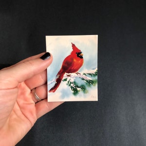 Kardinal Magnet | Weihnachtsdruck von rotem Kardinal im Schnee