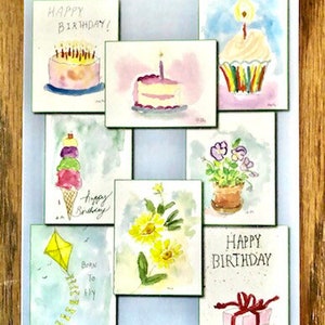8 cartes d'anniversaire : lot de cartes de voeux d'anniversaire variées en vrac