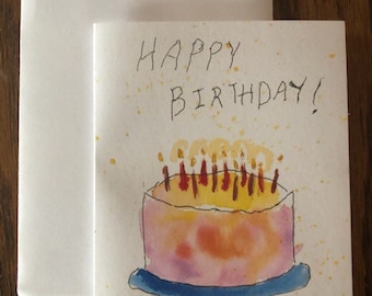 Yellow Flowers Birthday Card : Hand Painted Watercolor Greeting Card - Etsy