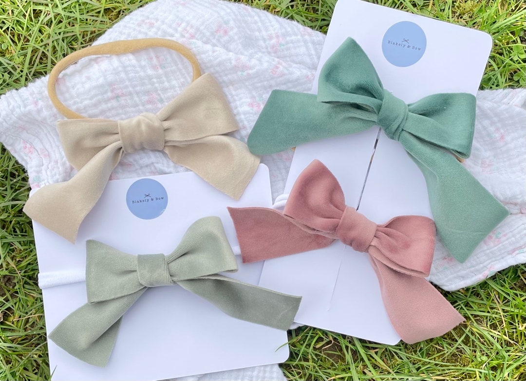 PASTEL HAIR BOWS Velvet Spring Hair Clip Bows Ribbon Bow Etsy